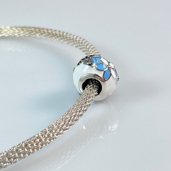 Pale Blue Daisy & Butterfly Enamel Charm - Picture 7 of 10